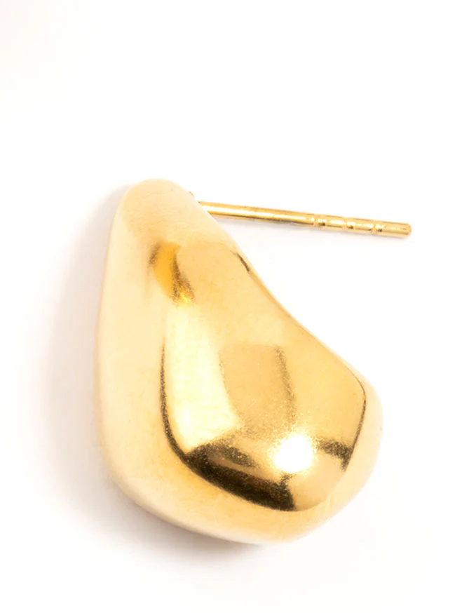 Waterproof Gold Plated Stainless Steel Organic Drop Earrings - Image 5